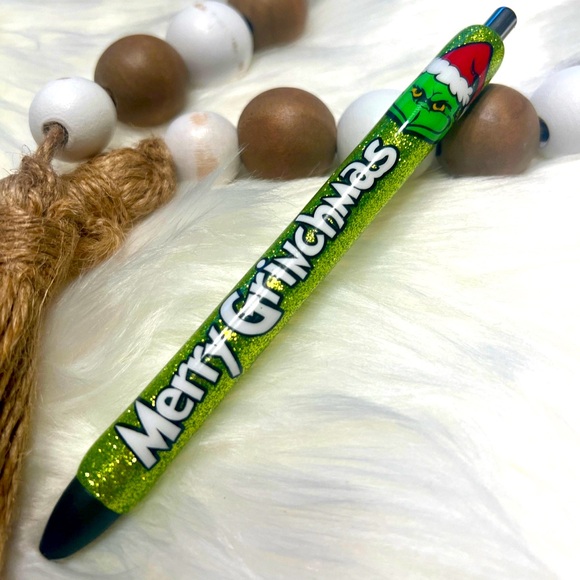 Merry Grinchmas Pen - Green Glitter - Picture 1 of 3